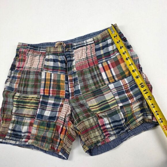 Polo Ralph Lauren Patchwork Madras Shorts 6" Mens‎ Size Large Drawstring - Picture 4 of 8